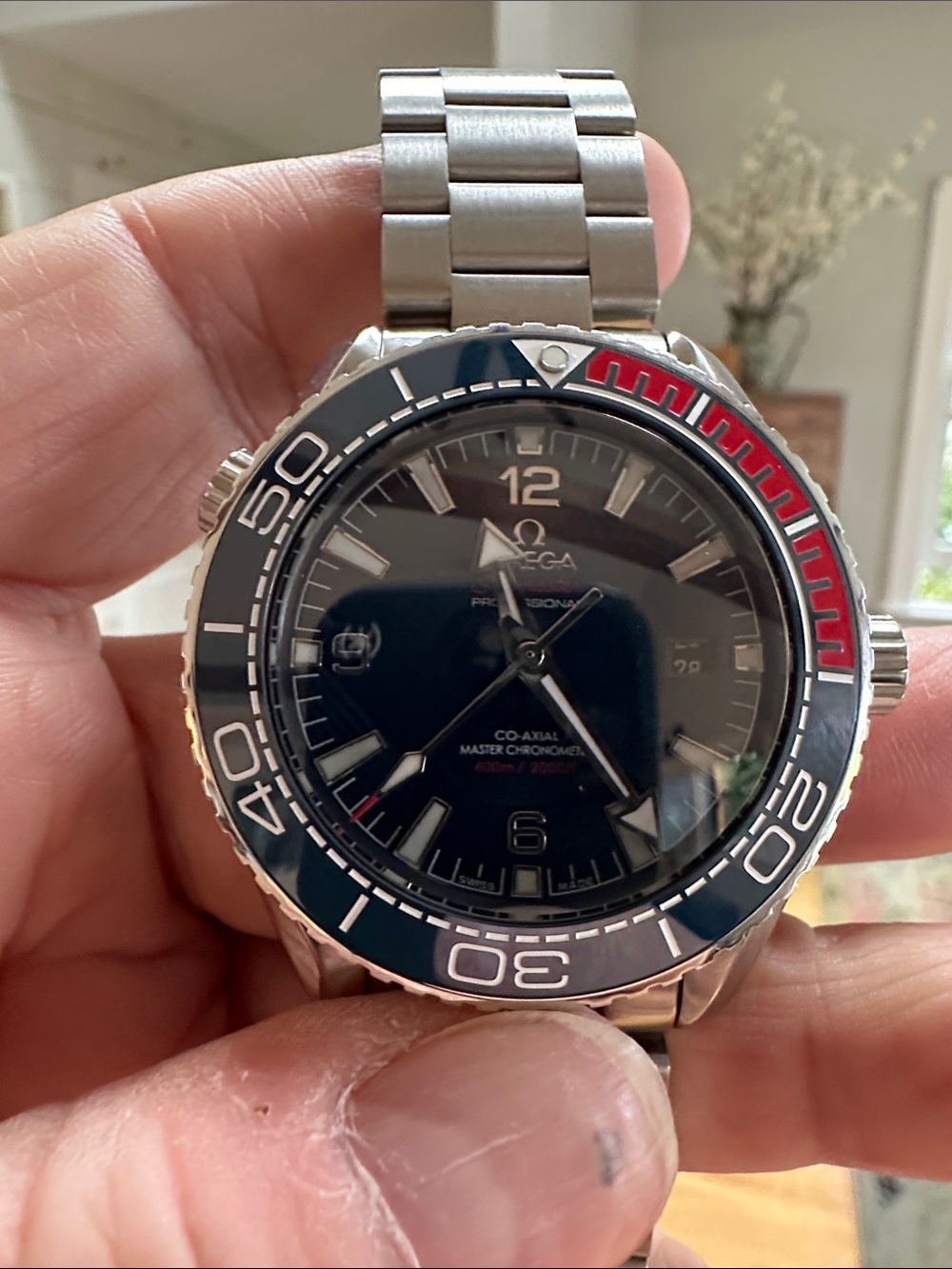 Omega style Planet Ocean 600 Stainless Steel Dive Watch